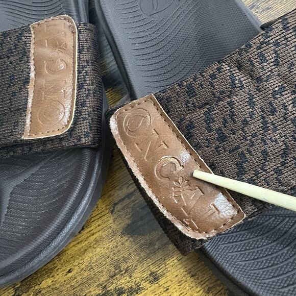 ONCAI Orthotic Sandals Slides Mens Sz 7.5 Brown Hook Loop Plantar Fasciitis - Picture 9 of 10